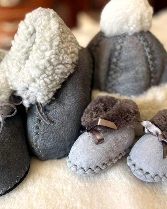 Grey slippers and baby booties