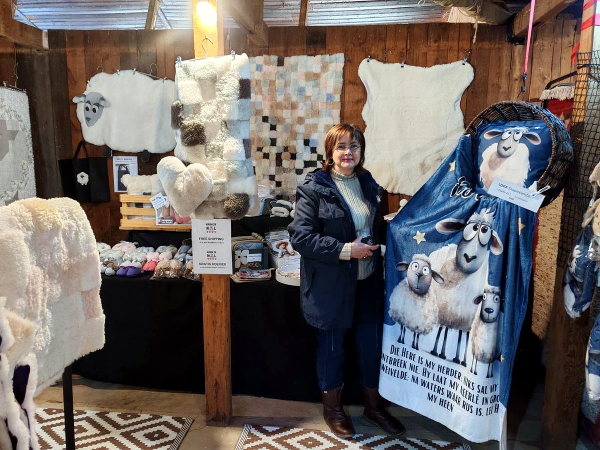 Rika at the Warm in Wol stall at the Karoo Winter Wool Festival